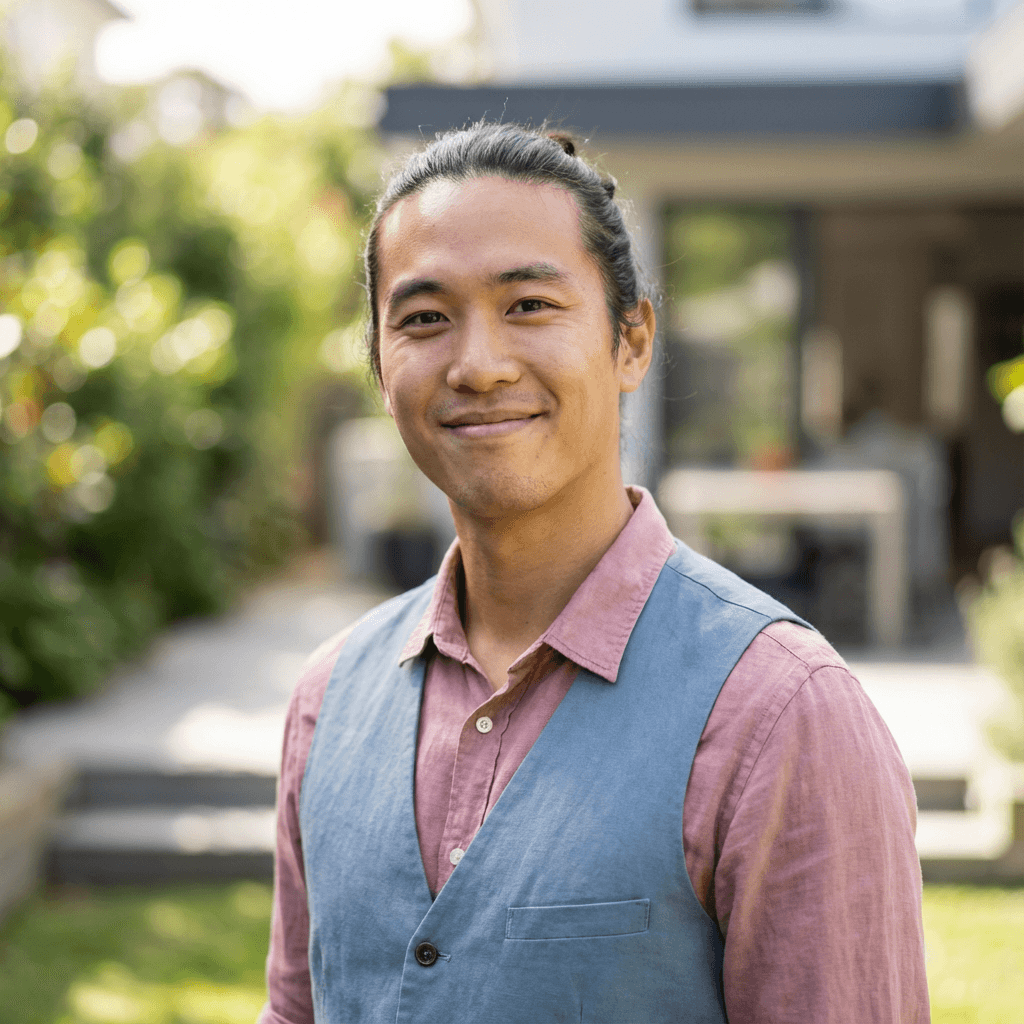 Marcus Chen, freelance designer in his early 30s