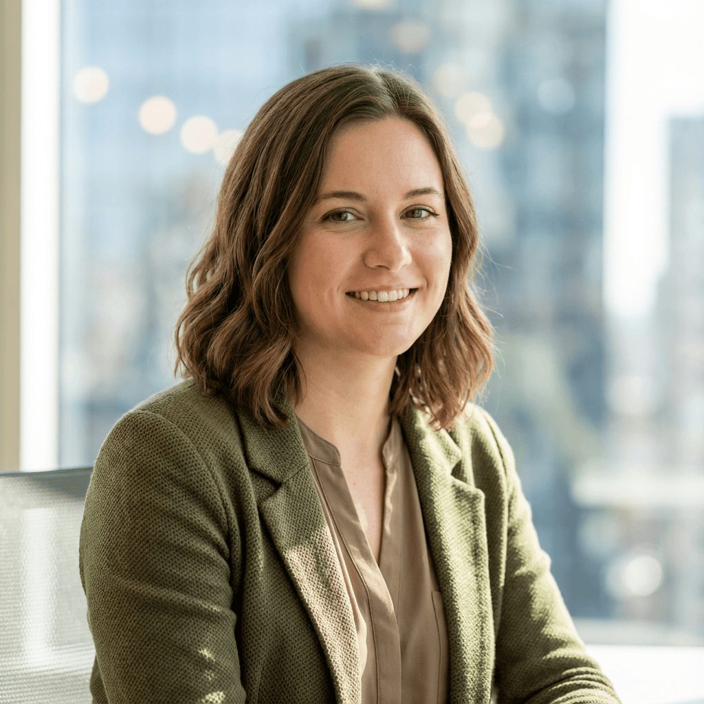 Diane Daher, lead accountant, smiling in a professional office setting