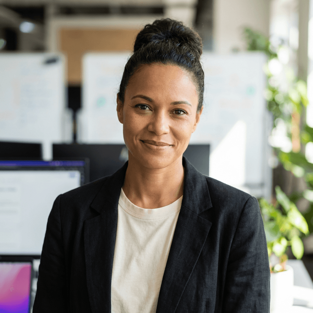 Portrait of female electrician in her 30s